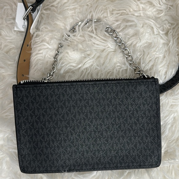 MICHAEL KORS MK FANNY PACK BELT WITH PULL CHAIN, BLACK/GREY - Picture 4 of 7